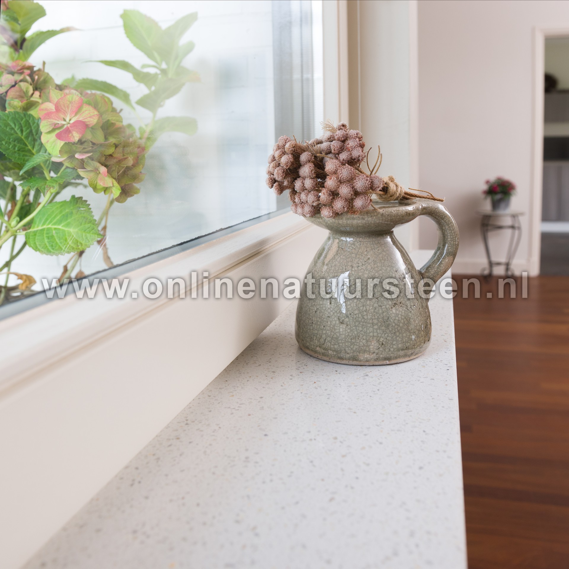 Galerij: Marmercomposiet Bianco MI® 2 cm dik.